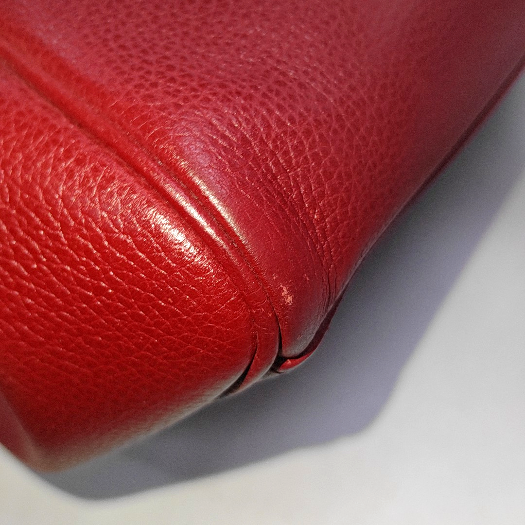 Hermes Paris Bombay 40 Red Clemence Calfskin Leather 2007