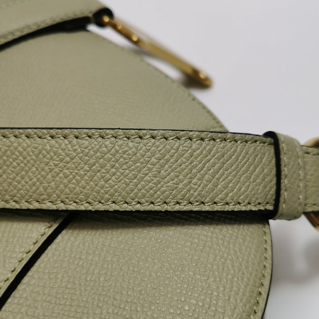 Dior Saddle Medium 2022 Mint Green Grained Leather Handbag with Leather Strap