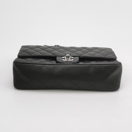 Chanel Timeless Classic Flap Medium Black Lambskin Leather Silver Hardware, 2006-08
