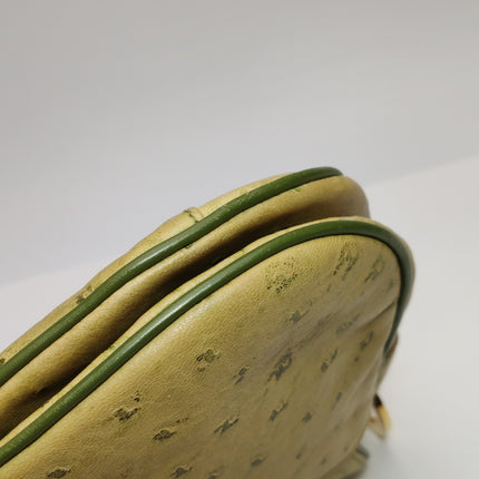 Dior Vintage Double Saddle Green Ostrich Leather Gold Hardware