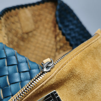 Bottega Veneta Cabat Tote Small/Medium Intreccio Blue Green Leather and Suede Lining 32cm