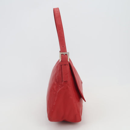 Fendi Mamma Baguette Red Lambskin Leather Silver Hardware