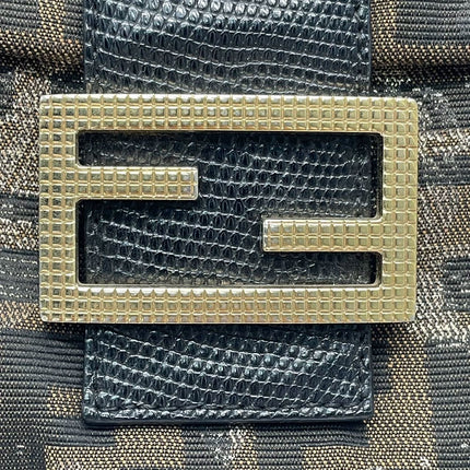 Sold Fendi Baguette Classic Zucca Print Fendi Monogram Glossy Embroidery Lizzard Skin Strap