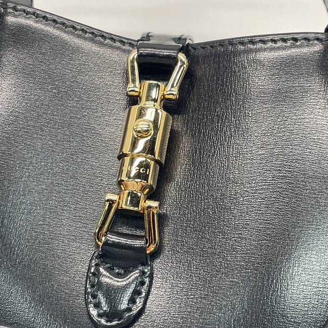 Sold Gucci Jackie 1961 Super Mini Black Leather Bag with Chain Strap