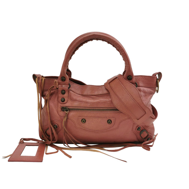Balenciaga City Bag Pink with black hardware Classic Crossbody Bag-Luxbags
