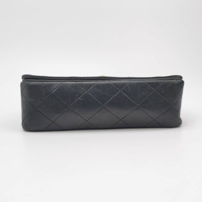 Sold Chanel Classic Flap Mini Vintage 1989-1991 Black Lambskin Leather with 24k Gold Hardware