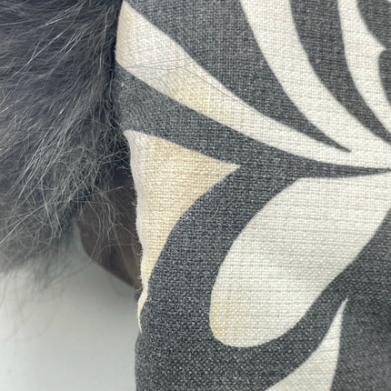 Fendi Baguette Black Print Fabric and Furry Shoulder Bag