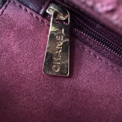 Chanel Vintage Medium Flap Top Handle Bag Burgundy Suede Leather 1997-1999