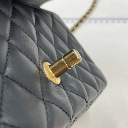 Chanel Romance Classic Flap Rectangular Mini Black Lambskin Leather Gold Hardware, 2021