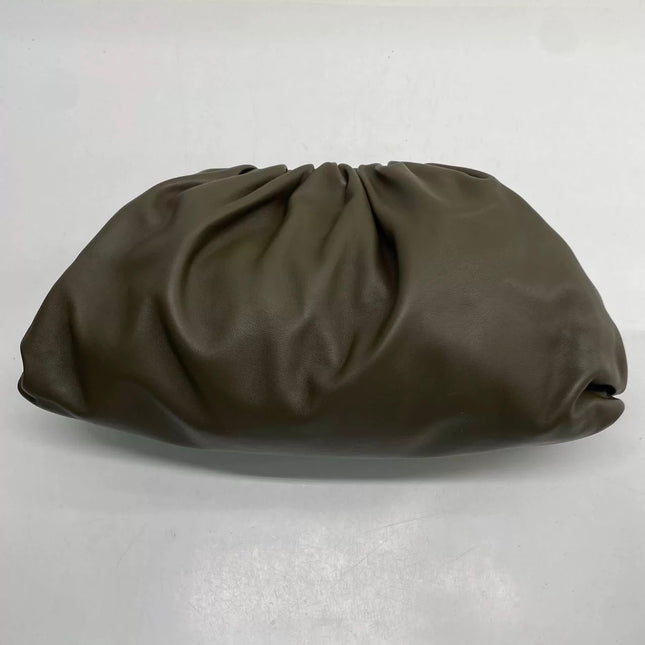 Bottega Veneta Pouch Calfskin Leather Dark Green Large