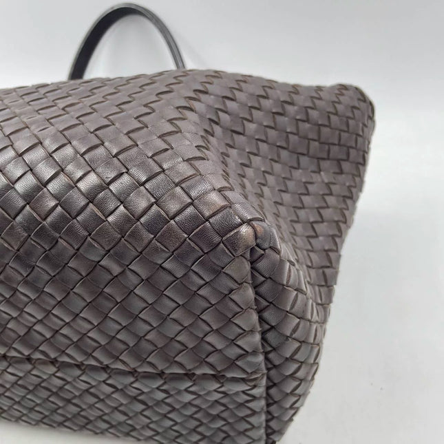 Sold Bottega Veneta Cabat Large Intreccio Leather Tote Bag Dark Chocolate Brown with Pouch 40cm