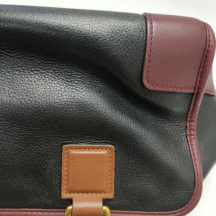 Loewe Amazona 29 Tricolor Black Burgundy Brown Leather Top Handle Bag