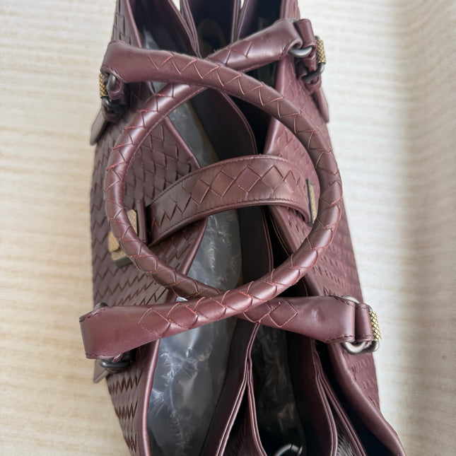Bottega Veneta Roma Burgundy Intrecciato Nappa Leather Large 35cm
