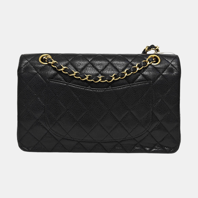 Chanel Classic Flap Medium Black Caviar Leather with 24k Gold Hardware, 2008