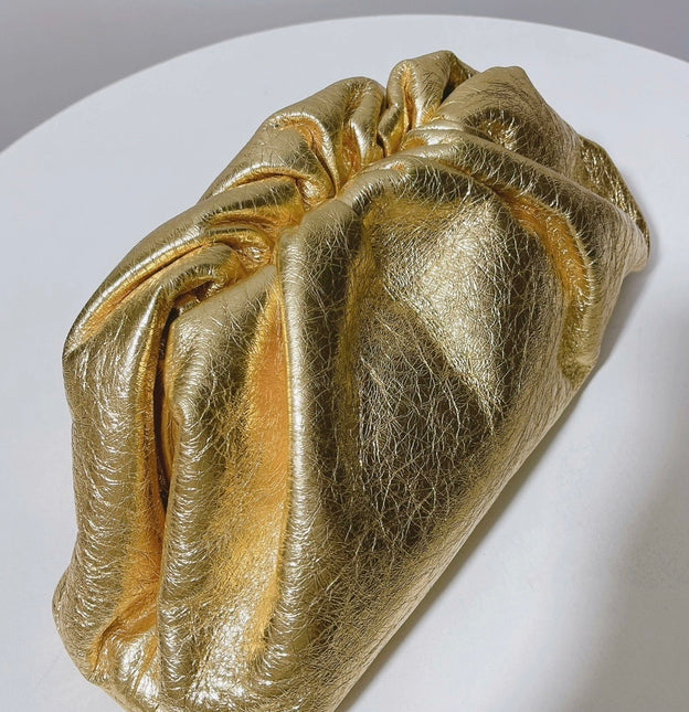 Sold Bottega Veneta Pouch Gold Leather