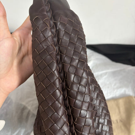 Bottega Veneta Belly Hobo Intreccio Leather Dark Chocolate Brown Large 50cm