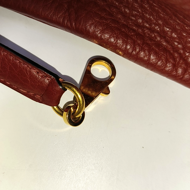 Hermes Kelly 32 Retourne Rouge H Burgundy Clemence Leather Double Ring Gold HW 2004