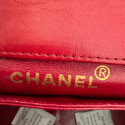 Chanel Classic Flap Vintage 1989 Red Lambskin Leather with 24k Gold Hardware