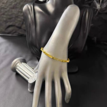 Celine Bracelet Vintage Gold Plated Crystals Embellished Gold Bar Links