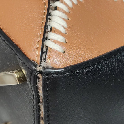 Loewe Puzzle Medium Brown Leather and Tweed Shoulder Bag