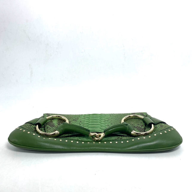 Sold Gucci Horsebit 1955 Green Crocodile Skin Shoulder Bag Large