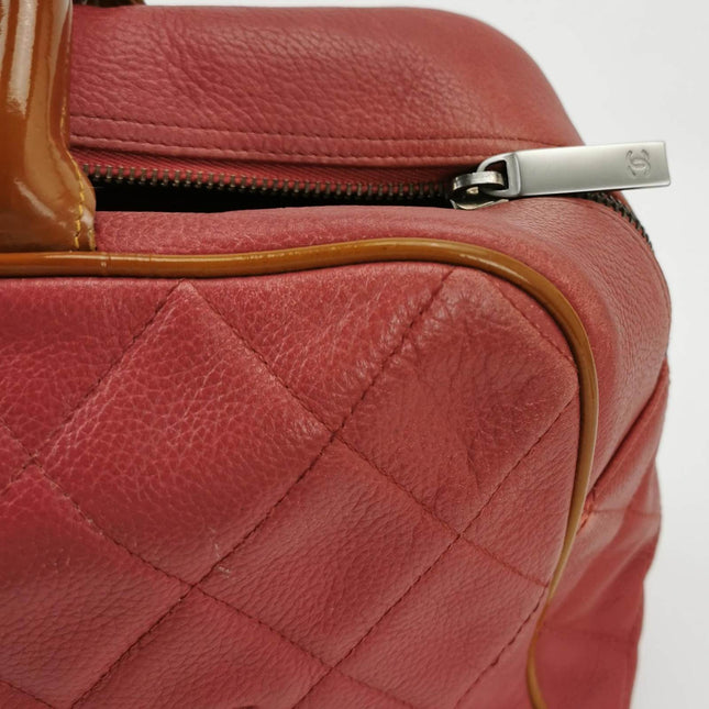 CHANEL Caviar Quilted Large Bowler Bag Red