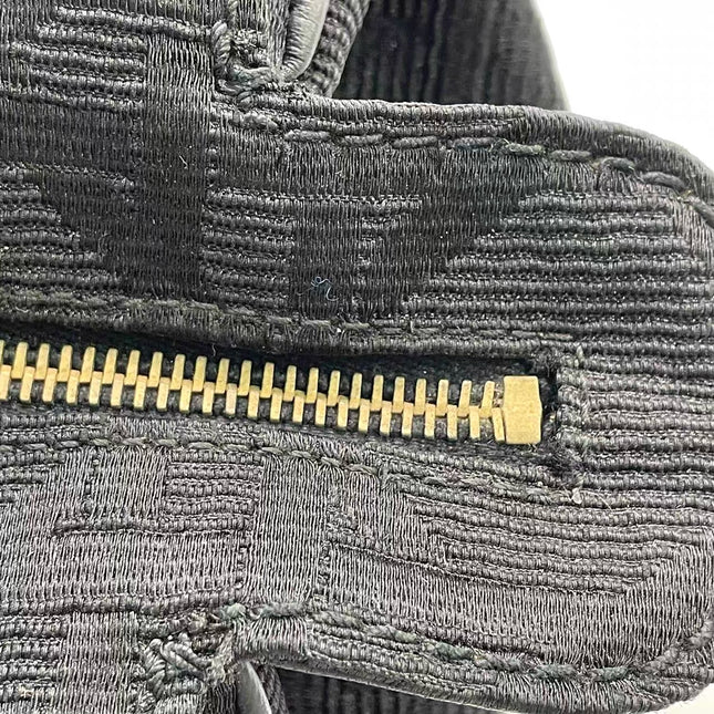 Christian Dior Macros Cannage Coating Canvas Handbag in Black