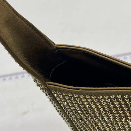 Yves Saint Laurent YSL Le 5 A 7 Hobo Mini Brown Silk Crystals Shoulder Bag