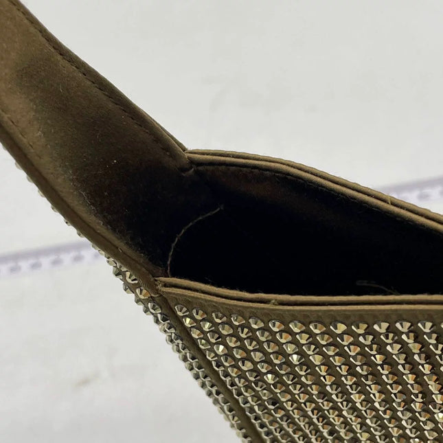 Yves Saint Laurent YSL Le 5 A 7 Hobo Mini Brown Silk Crystals Shoulder Bag