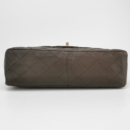Chanel Classic Flap Jumbo Brown Lambskin Leather Single Flap Gold Hardware