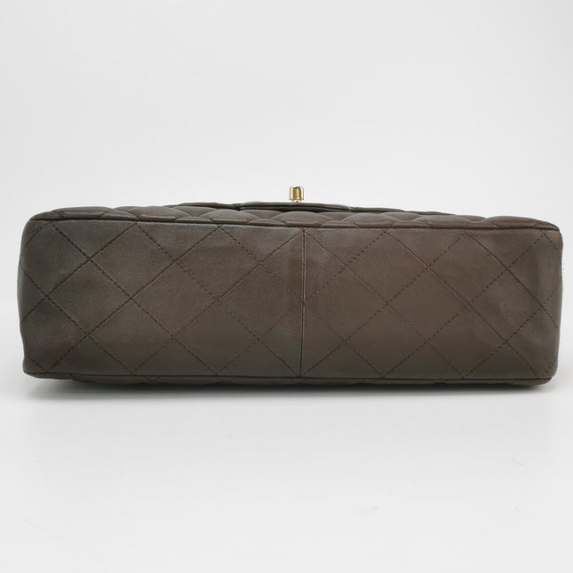Chanel Classic Flap Jumbo Brown Lambskin Leather Single Flap Gold Hardware