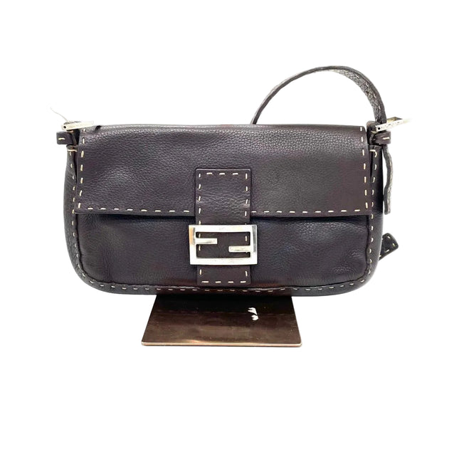 Fendi Baguette Selleria Calfskin Leather Brown Shoulder Bag-Luxbags
