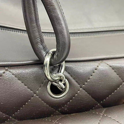 Chanel Cambon Large Dark Brown Calfskin Leather Double Strap Handbag