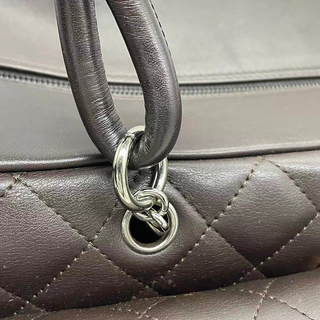 Chanel Cambon Large Dark Brown Calfskin Leather Double Strap Handbag
