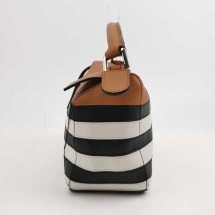 Loewe Puzzle Small Black White Brown Stripes Crossbody Bag