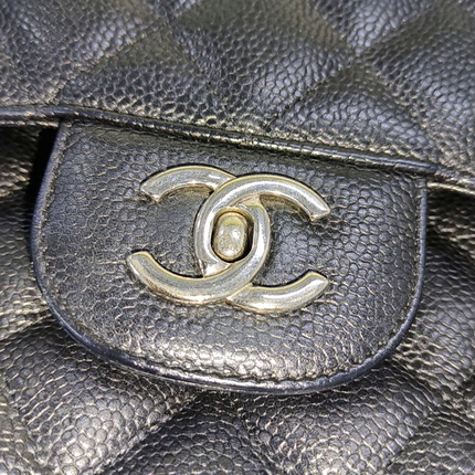 Sold Chanel Classic Flap Jumbo 2010 Black Caviar Leather Double Flap with Silver Hardware