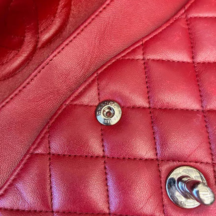 Chanel Classic Flap Medium Red Lambskin Leather with Silver Hardware 2012-13