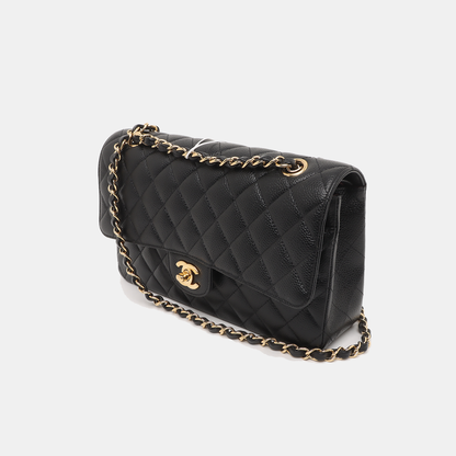 Chanel Classic Flap Medium Black Caviar Leather with 24k Gold Hardware, 2018