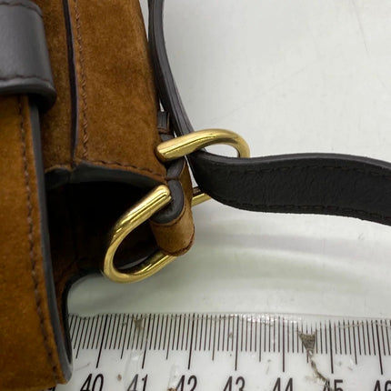 Fendi Baguette Brown Suede Leather Large Baguette Cage Removable Leather Belts
