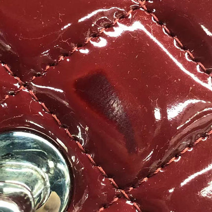 Chanel Classic Flap Medium 2012 Red Burgundy Patent Leather Silver Hardware