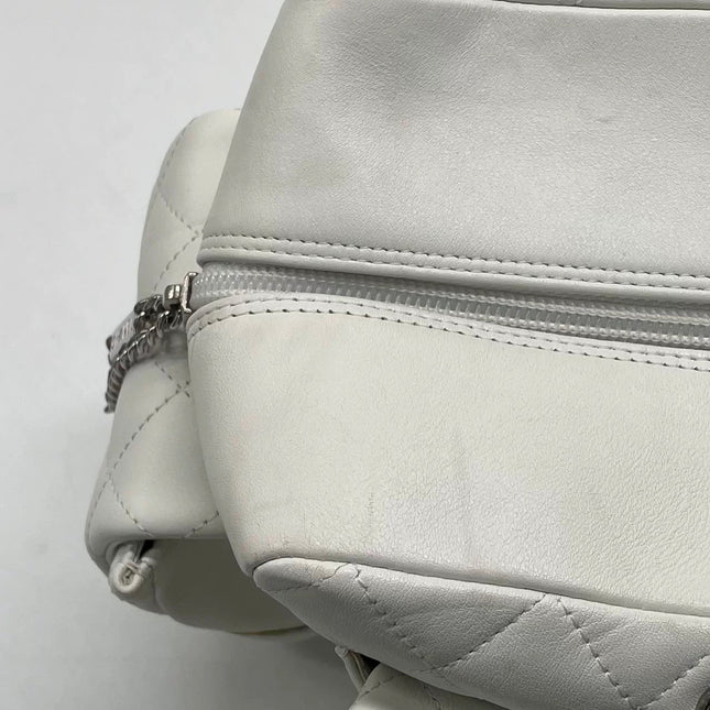 Chanel Cambon Multi-pocket Ligne Reporter Bag Large White Calfskin Leather