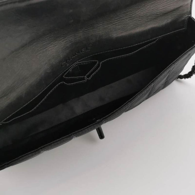 Chanel East West Chocolate Bar Black Leather Silver Hardware, 2000-2002