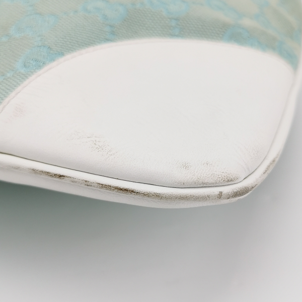Sold Gucci Jackie Vintage Blue Nylon White Leather Shoulder Bag Medium