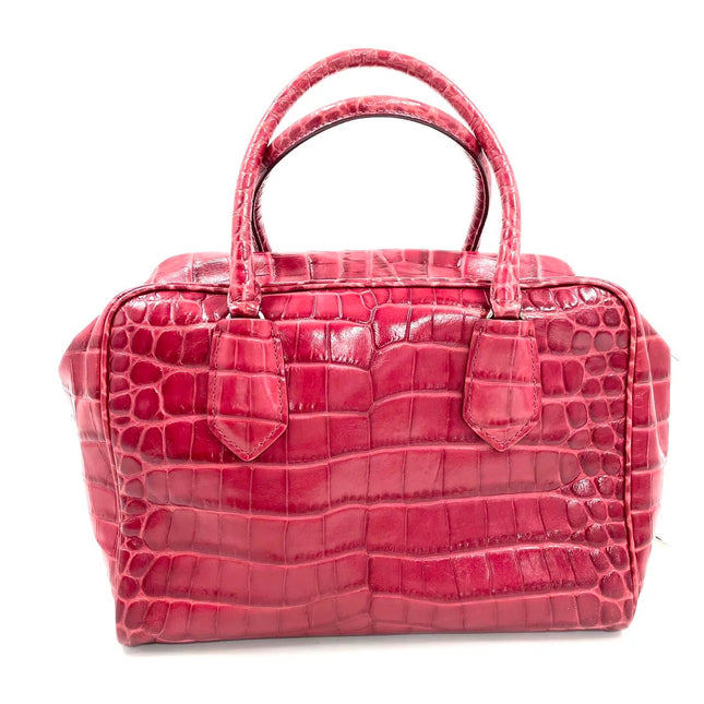 Prada Inside Bag Red Crocodile Leather Pink Lambskin Leather Interior Medium