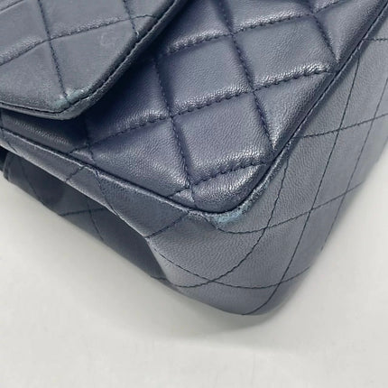 Chanel Classic Flap Mini 2014 Navy Lambskin Leather Silver Hardware