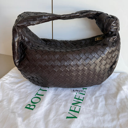 Bottega Veneta Jodie Small Lambskin Leather Dark Chocolate Brown-Luxbags