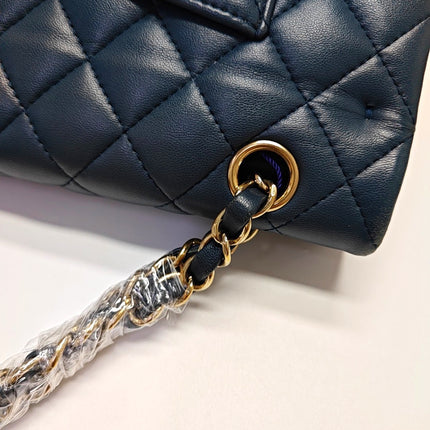 Chanel Classic Flap Medium Navy Lambskin Leather Gold Hardware 2017