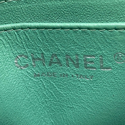 Chanel Classic Flap Rectangular Mini Green Patent Leather Silver HW