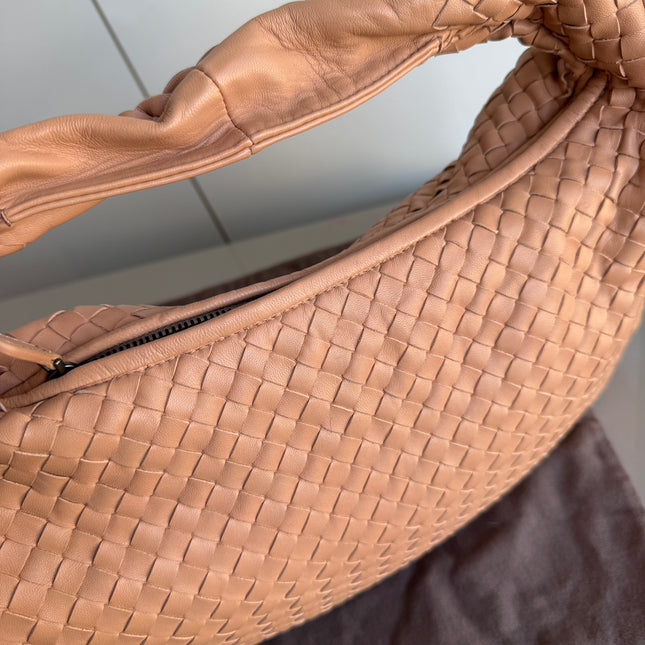 Bottega Veneta Veneta Hobo Beige Almond Lambskin Leather 40cm
