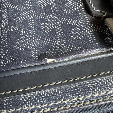 Goyard Ambassade Document Case Small 35cm Handbag Grey Canvas Leather Silver Hardware